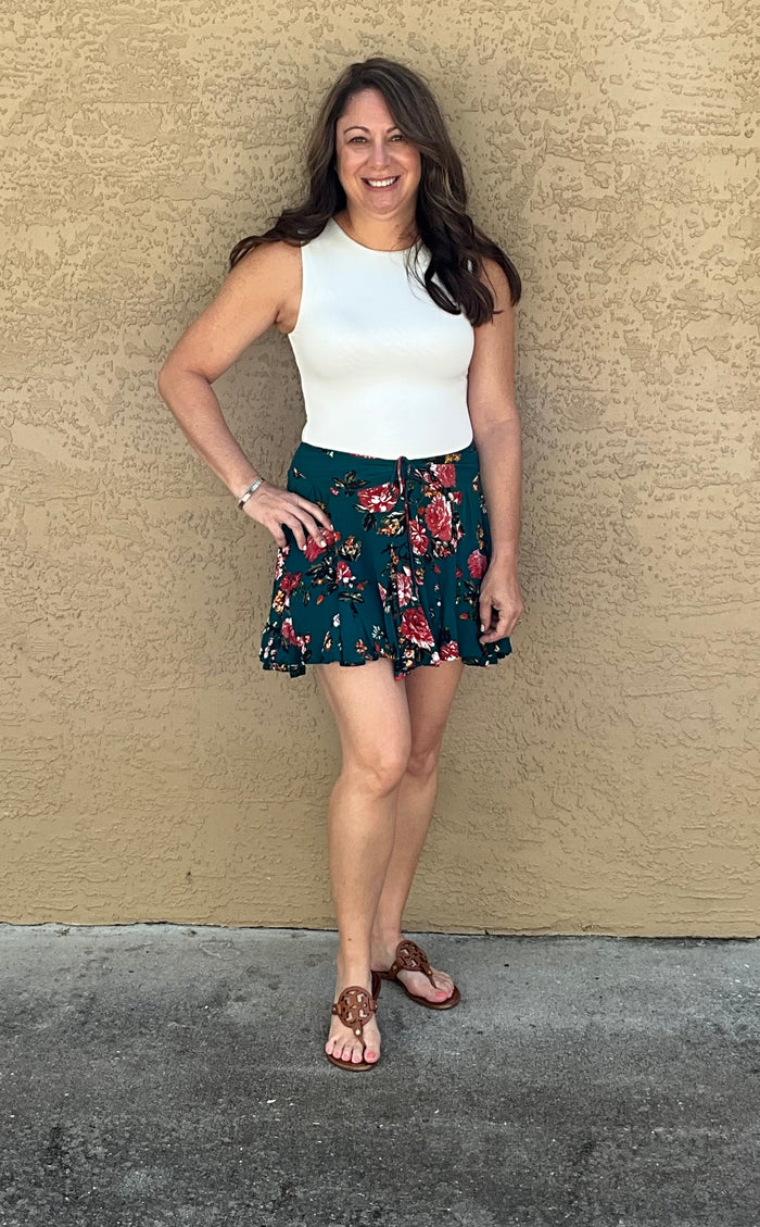 Floral Print Mini Skort