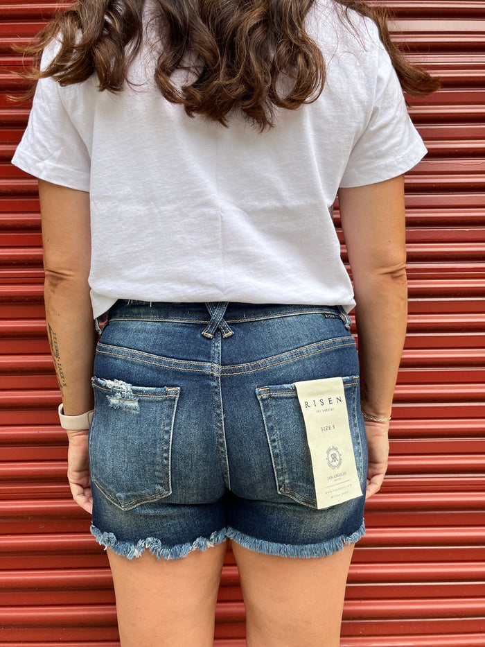 Mid-Rise Distressed Shorts