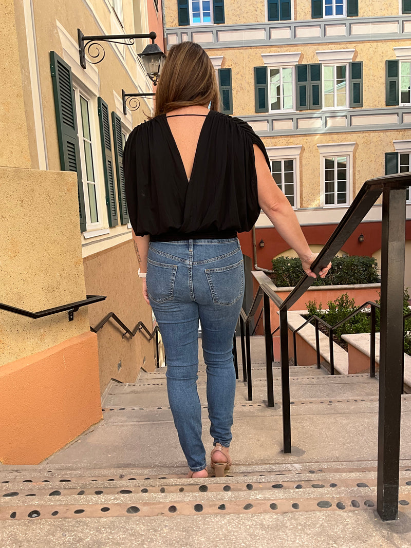 Draped Open Back Top