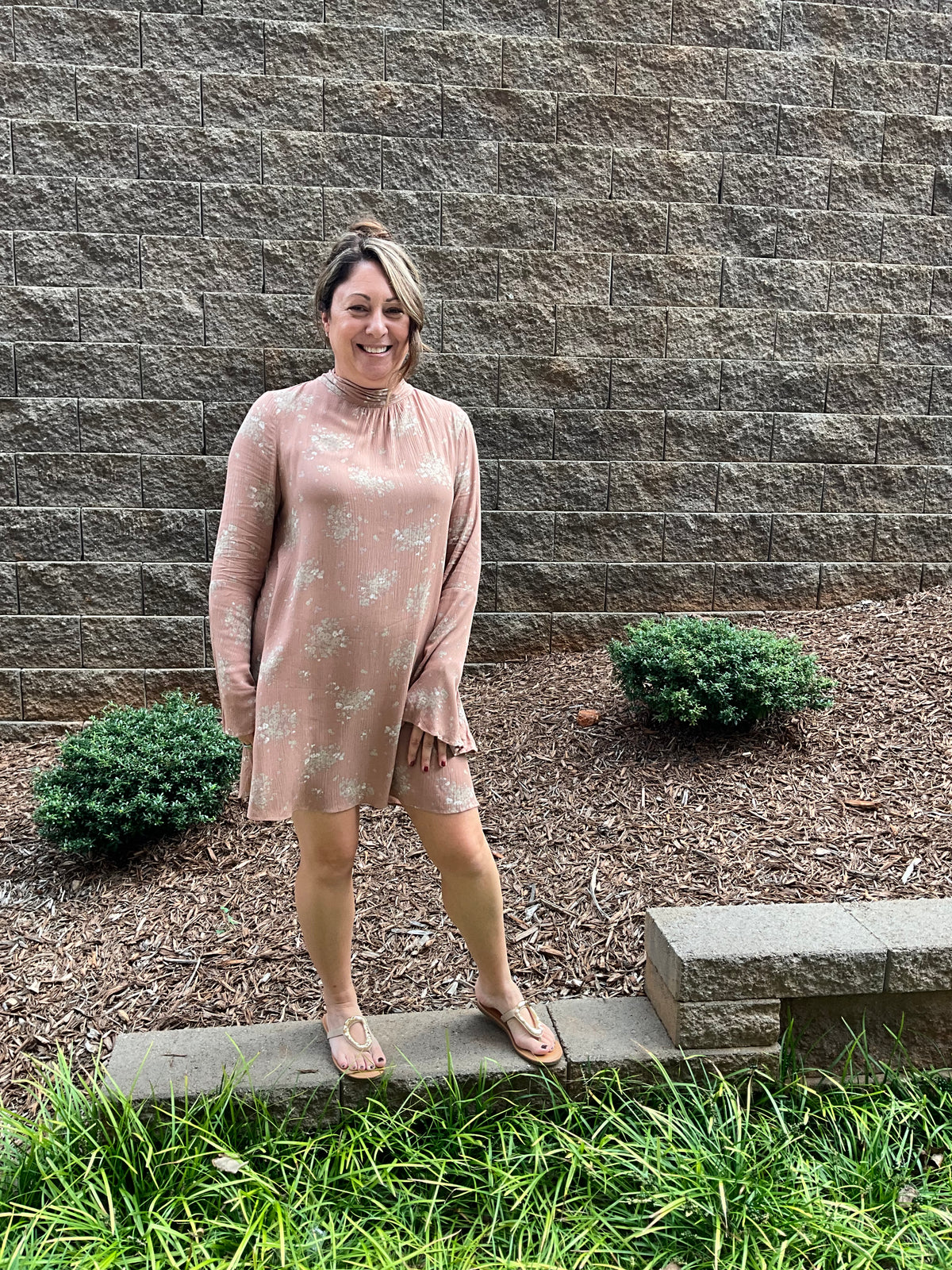 Belle Pink Bell Sleeve Dress