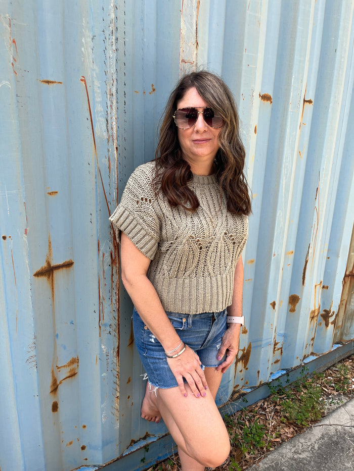 Olive Short Sleeve Sweater