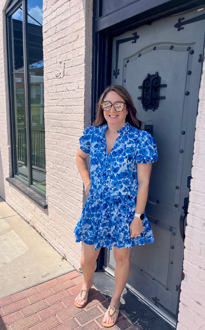 Arianna Blue Floral Dress