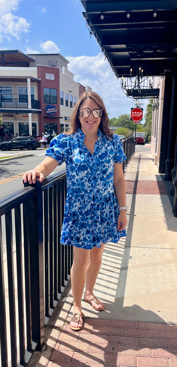 Arianna Blue Floral Dress